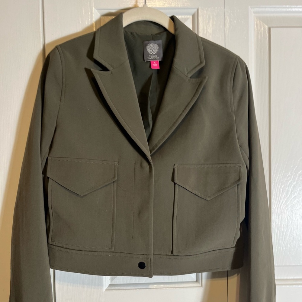 Vince Camuto Olive Green Cropped Blazer Size 0